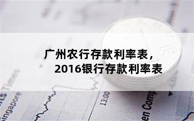 广州农行存款利率表，2016银行存款利率表