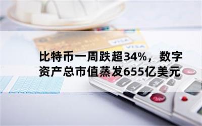 比特币一周跌超34%，数字资产总市值蒸发655亿美元