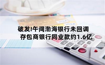  破发!午间渤海银行未回调 存包商银行同业款约1.6亿
